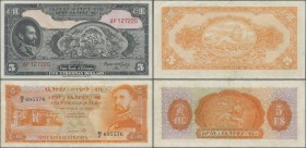 Ethiopia: Pair with 5 Dollars ND(1945) P.13a (VF+) and 5 Dollars ND(1961) P.19 (VF). (2 pcs.)
 [differenzbesteuert]