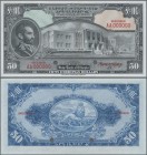 Ethiopia: The State Bank of Ethiopia 50 Dollars ND(1945) SPECIMEN with signature Rozell, P.15cs, red serial number AA000000, red overprint ”Specimen” ...