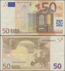 EURO: European Central Bank 50 Euros, series 2002 with signature Jean-Claude Trichet, serial letter ”S” and printers code letter ”J” (Banca d'Italia),...