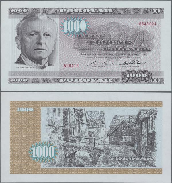 Faeroe Islands: 1000 Kronur (19)94, P.23e in perfect UNC condition.
 [differenz...