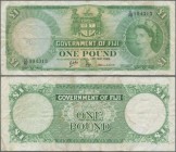 Fiji: Government of Fiji 1 Pound 1965, P.53a, small graffiti at left on front and a number of folds and creases in the paper. Condition: F
 [differen...