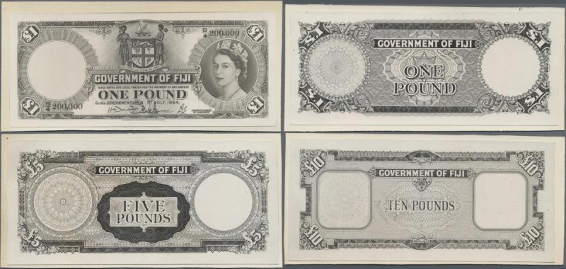 Fiji: Government of Fiji, set with 4 photographic proofs including front and rev...