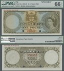 Fiji: Government of Fiji 1 Pound 1954-67 SPECIMEN, P.53s, red overprint ”Specimen” and ”Specimen of no value” and punch hole cancellation in perfect c...