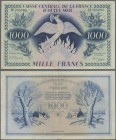 French Equatorial Africa: Caisse Centrale de la France d'Outre-Mer 1000 Francs 1944 with black serial number TE388.866, P.19a, very rare and popular n...