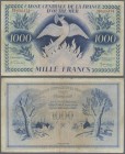 French Equatorial Africa: Caisse Centrale de la France d'Outre-Mer 1000 Francs 1944 with red serial number TD090.474, P.19b, still nice and rare note ...
