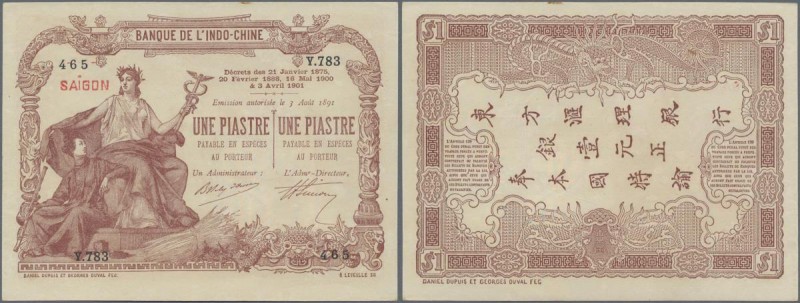 French Indochina: Banque de l'Indo-Chine – Saïgon 1 Piastre D. 21.01.1875, 20.02...