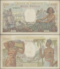 French Somaliland: Banque de l'Indochine - Djibouti 1000 Francs ND(1938), P.10, still nice and intact with lightly toned paper and a few pinholes at l...