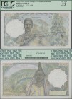 French West Africa: Banque de l'Afrique Occidentale 1000 Francs 1948, P.42, still nice with a few folds and minor spots, paper damage in watermark are...