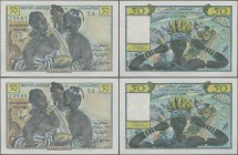 French West Africa: Institut d'Émission de l'Afrique Occidentale Française et du Togo pair of 50 Francs ND(1956), P.45 with consecutive serial numbers...