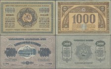 Georgia: Georgian Autonomous Republic ND(1919-21) set with 13 banknotes with 50 Kopeks (VF), 1 Ruble (XF), 3 Rubles (XF), 5 Rubles (F+), 10 Rubles (F)...