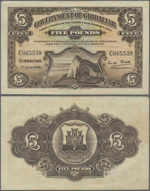 Gibraltar: Very nice and rare set with 4 banknotes of the of the 5 Pounds June 1...