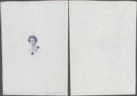 Great Britain: Intaglio printed vignette of Queen Elisabeth II on a large paper sheet with handwritten annotations at lower margin with date ”7-11-83”...