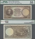 Greece: Bank of Greece 5000 Drachmai 1950, P.184, excellent condition with a few minor spots and soft vertical fold at center, PMG graded 55 About Unc...