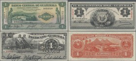 Guatemala: Very nice set with 3 banknotes containing for the Banco Intenacional de Guatemala 1 Peso 1920 P.S153 (XF+/aUNC), for the Banco Americano de...