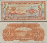 Guatemala: Banco Central de Guatemala 2 Quetzales 1936, printed by Thomas de la Rue, P.18A, highly rare issue in great condition, several folds and li...