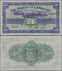 Guernsey: Treasurer of The States of Guernsey 1 Pound 1945, P.43a, very nice condition with bright colors, soft vertical bend at center, lightly press...