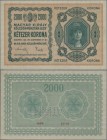 Hungary: Royal Hungarian War Loan Bank 2000 Korona 1914 SPECIMEN, P.2s with perforation ”MINTA” at lower center and serial number 1009 00194 on back, ...