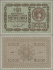 Hungary: Royal Hungarian War Loan Bank 10.000 Korona 1914 SPECIMEN, P.3s with perforation ”MINTA” at lower center and serial number 1002 00614 on back...