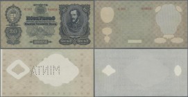 Hungary: Very interesting set of the 20 Pengö 1930, P.97, comprising the issued note in VF, one progressive front proof with red serial number C000 00...