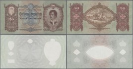 Hungary: Pair of the 50 Pengö 1932 P.99 in UNC and an underprint progressive proof of front and back P.99p in UNC condition. (2 pcs.)
 [differenzbest...