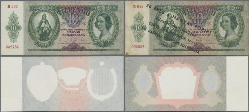 Hungary: Nice set with 3 different variations of the 10 Pengö 1936 P.100, first ...