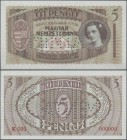 Hungary: Magyar Nemzeti Bank 5 Pengö 1938 SPECIMEN, P.104s with perforation ”Minta” and red serial number K 000 000000 on back in perfect UNC conditio...