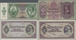Hungary: Very nice lot with 7 banknotes comprising 50 and 100 Pengö 1945 P.110, 111 (UNC, aUNC), 50 and 100 Pengö 1945 with additional black stamp com...