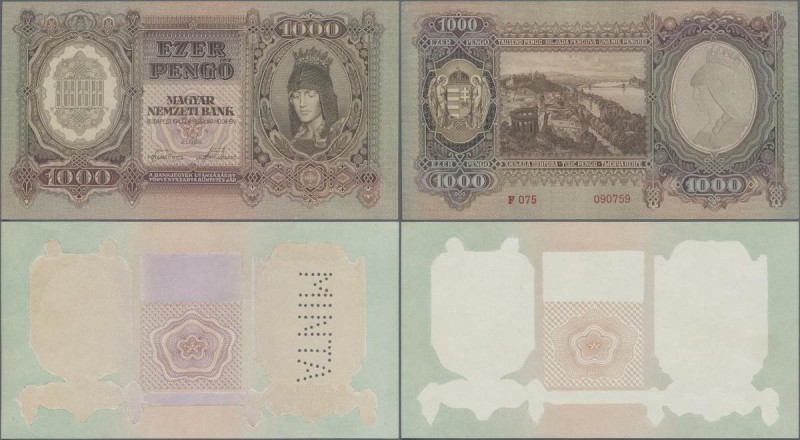 Hungary: Set with 3 different types of the 1000 Pengö 1943, P.116, containing th...