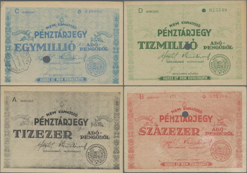 Hungary: Hungarian Post Office Savings Bank high value lot with 9 banknotes of t...