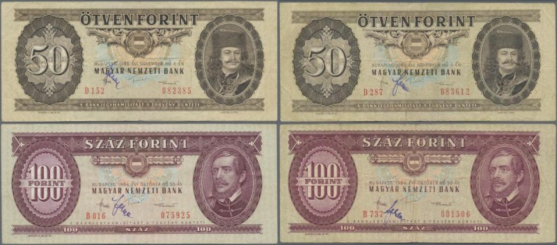 Hungary: Magyar Nemzeti Bank, nice lot with 4 banknotes, 2x 50 Forint 1986 and 2...