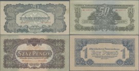 Hungary: Russian Occupation 1944, set with 10 banknotes 3x 1 Pengö (VF/XF), 2 (aUNC), 5 (aUNC), 10 (F), 20 (aUNC), 50 (VF), 100 (aUNC) and 1000 Pengö ...