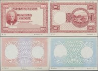 Iceland: Landsbanki Íslands, highly rare set with 5 progressive proofs with front and reverse for the 100 Kronur L.1928 P.30 for type with printers an...