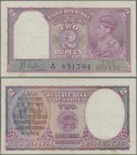 India: 2 Rupees ND(1937) P. 17a, sign. Taylor, with 2 light vertical bends, minor stain trace at lower border, 2 pinholes in condition: XF+.
 [zzgl. ...