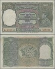 India: 100 Rupees ND(1937) portrait KGIV P. 20a, BOMBAY issue, only lightly used with 2 pinholes, crisp paper, light handling, condition: XF.
 [zzgl....