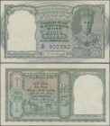 India: 5 Rupees ND(1943) P. 23a, light folds in paper, black serial number, usual pinholes, original colors, condition: VF+.
 [zzgl. 19 % MwSt.]