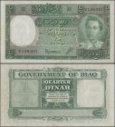 Iraq: Government of Iraq ¼ Dinar L.1931 (1948), P.22, still nice and rare banknote, lightly pressed with a few folds, tiny pinhole at upper right and ...