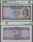 Iraq: National Bank of Iraq 10 Dinars L.1947 (1950), P.31, great and rare banknote in very nice condition with a few minor folds and creases in the pa...