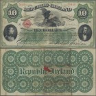Ireland: National bond of 10 Dollars 1867, P.S102a, some folds and tiny holes at center, ink stain on back. Condition: F. Rare!
 [differenzbesteuert]
