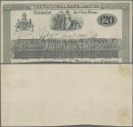 Ireland: The National Bank Limited 20 Pounds 1900 uniface front proof, P.NL with annotations at left and traces of tape on back, lightly stained paper...