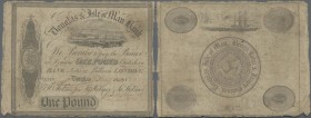 Isle of Man: Douglas & Isle of Man Bank 1 Pound 1844, P.S131, very rare and seldom offered note, still nice with toned paper, small tears and holes at...