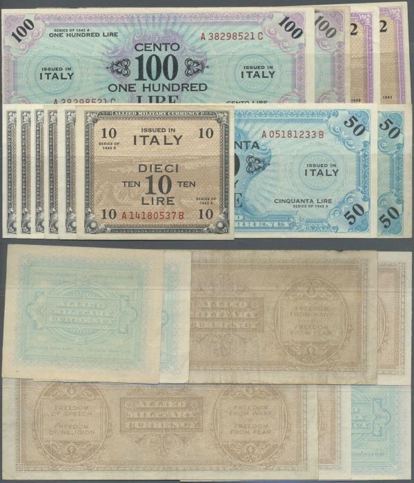 Italy: set of 12 notes Allied Military Currency Italy containing 2x 2 Lire 1943 ...