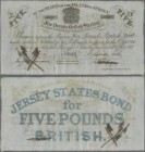 Jersey: The States of the Island of Jersey 5 Pounds 1840, P.A1a issued note with serial number 1389 and handwritten signatures, almost perfect conditi...