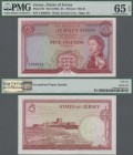 Jersey: The States of Jersey 5 Pounds ND(1963), P.9b, excellent condition and high grade PMG 65 Gem Uncirculated EPQ.
 [differenzbesteuert]
