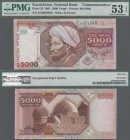 Kazakhstan: 5000 Tenge 2001 commemorating the 10th Anniversary of independence, P.26, soft diagonal bend at upper left, PMG graded 53 About Uncirculat...