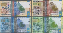 Kazakhstan: Nice lot with 8 banknotes of the 2006 issue with 200, 2x 500, 1000, 2000, 2x 5000 and 10.000 Tenge P.28, 29a, 29A, 30, 31b, 32a,b and 33, ...