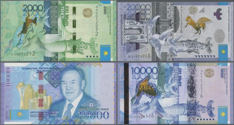 Kazakhstan: Very nice set with 9 banknotes of the 2012 – 2017 issue with 2000 Te...