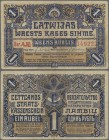 Latvia: Latwijas Walsts Kaşes 1 Rublis 1919, P.1, still nice and rare note with a few folds and lightly toned paper. Condition: F+
 [differenzbesteue...