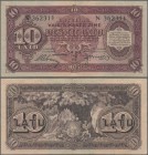 Latvia: Latvijas Valsts Kases 10 Latu 1925, series N and signatures Petrevics & Miezis, P.24d, still great condition with a few stronger folds and tin...