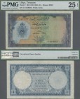 Libya: United Kingdom of Libya 1 Pound ND(1955), P.9, still nice with a few folds and minor spots, PMG graded 25 Very Fine EPQ.
 [zzgl. 19 % MwSt.]