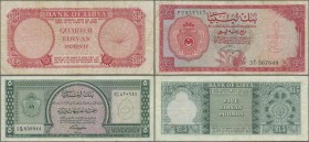 Libya: Pair with ¼ and 5 Libyan Pounds 1963, P.30, 31, both in about F- to F condition. (2 pcs.)
 [differenzbesteuert]